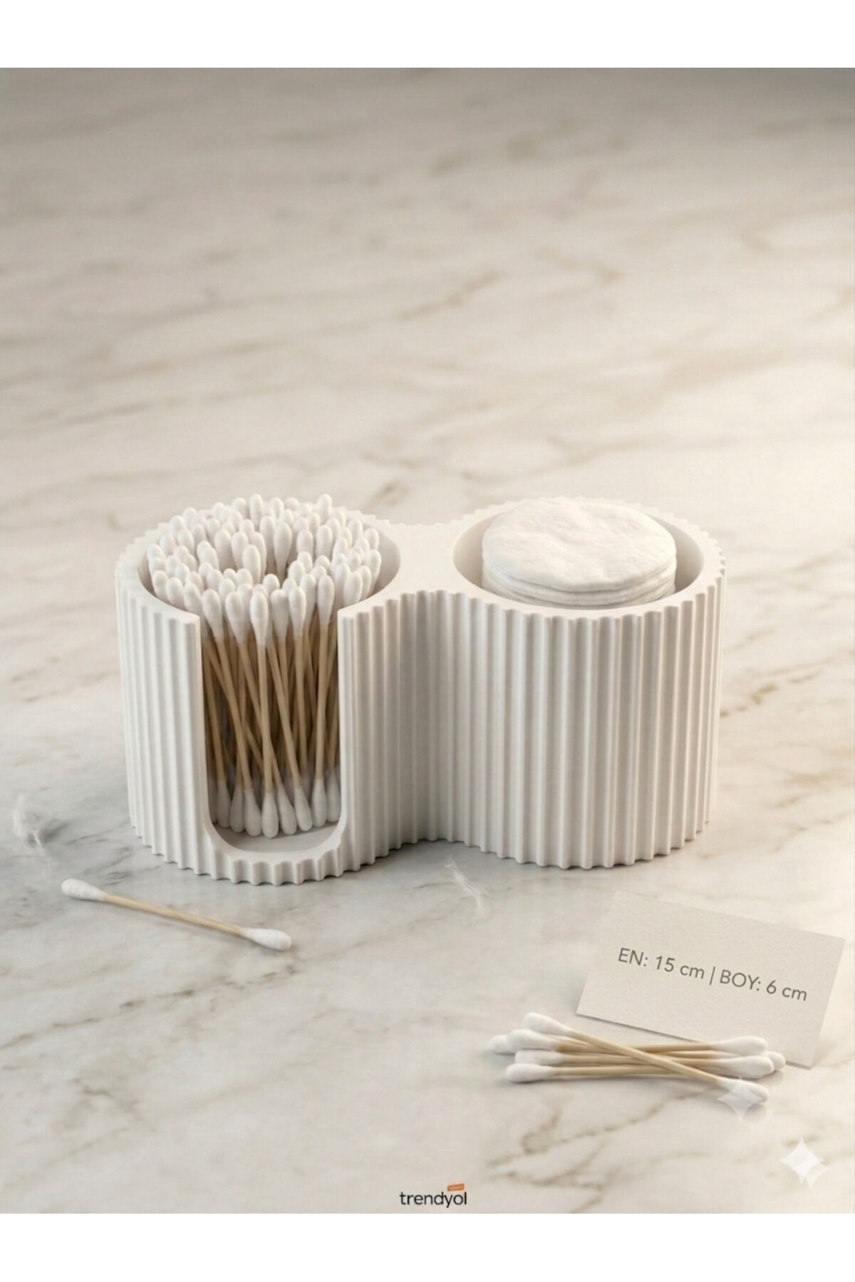 Modern 3D Baskı Pamuk ve Kulak Çöpü Düzenleyici – Banyo Organizeri