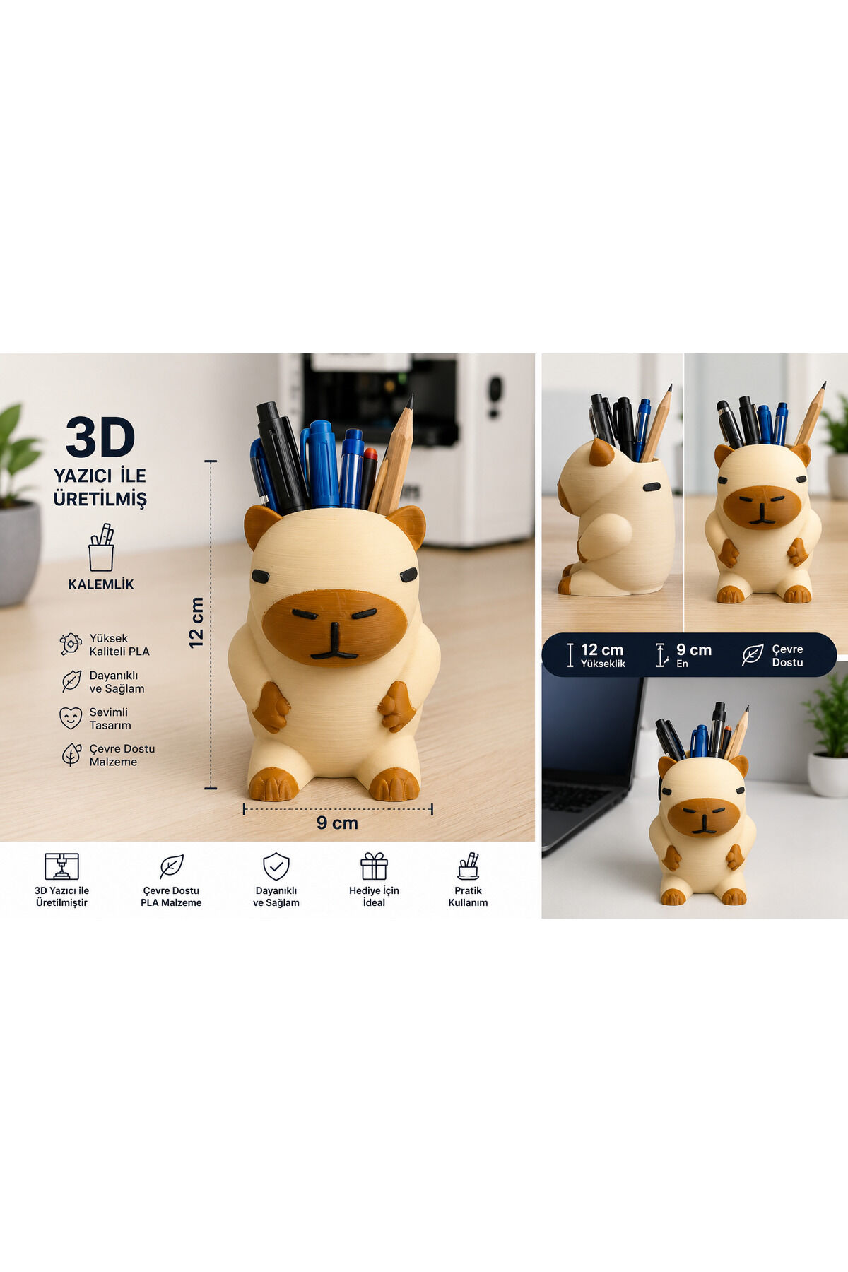 Kapibara Kalemlik (Capybara Pen Holder) – 3D Baskı Masaüstü Organizer