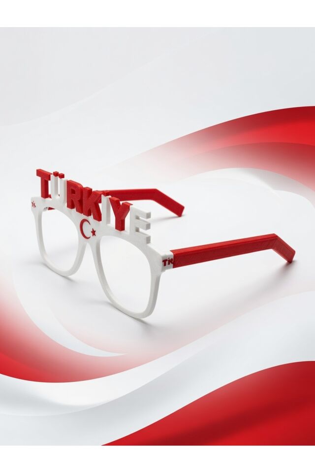Türkiye Yazılı Ay Yıldızlı Taraftar Gözlüğü - 3D Yazıcı PLA Üretim Maç Gözlüğü