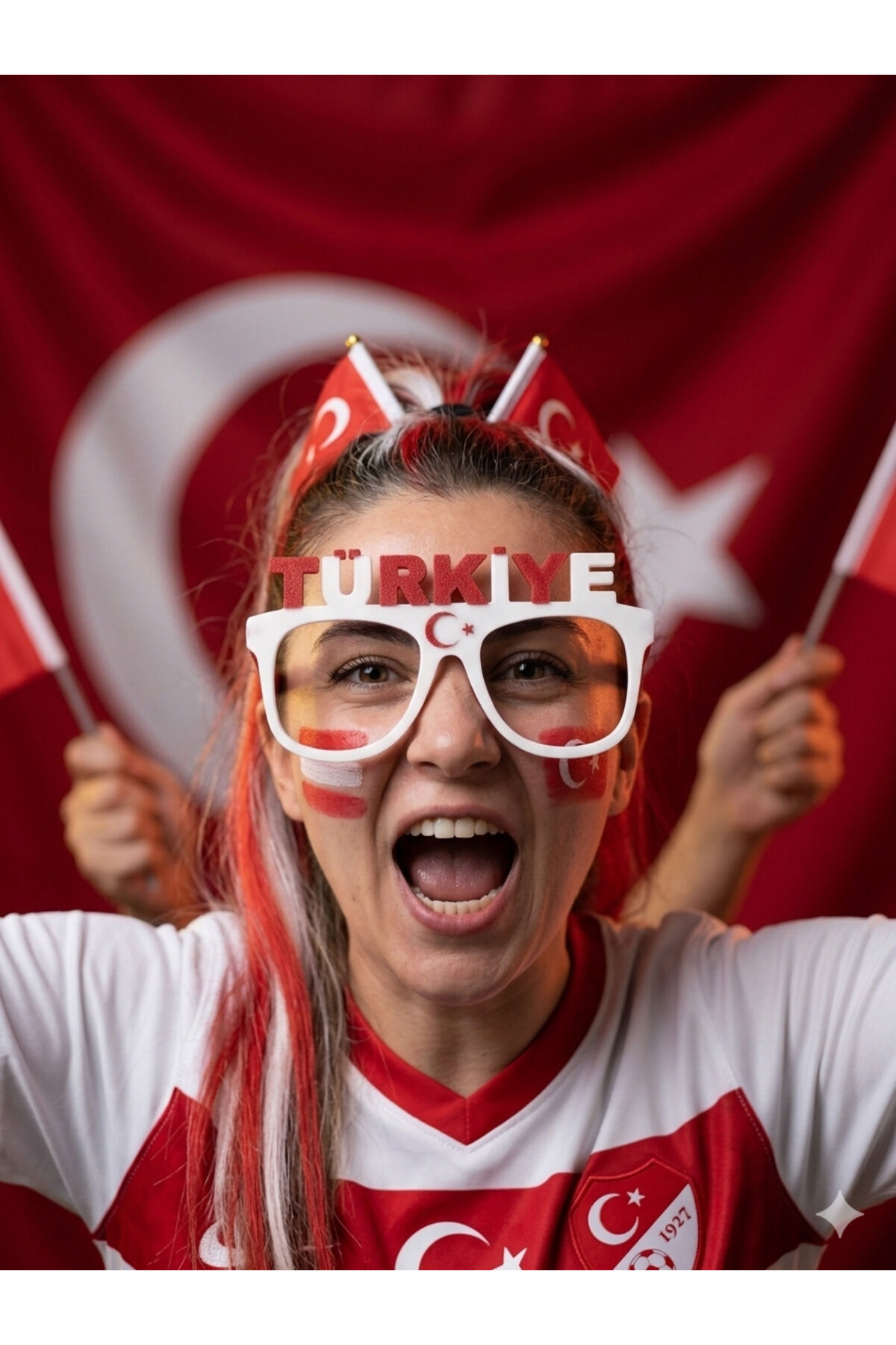 Türkiye Yazılı Ay Yıldızlı Taraftar Gözlüğü - 3D Yazıcı PLA Üretim Maç Gözlüğü