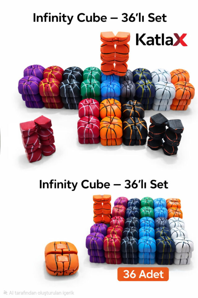 KatlaX Infinity Cube Sonsuzluk Küpü 36’lı Set – Renkli Fidget Oyuncak | Stres Giderici Zeka Oyunu