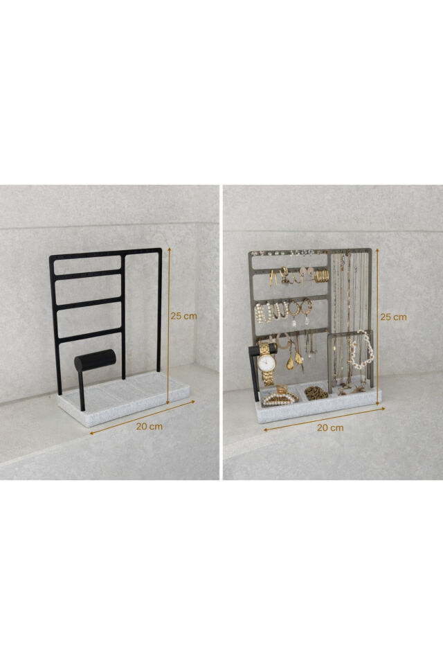 Takı Düzenleyici Stand 25x20 cm – Küpe Kolye Bileklik Organizer | Masaüstü Şık Tasarım