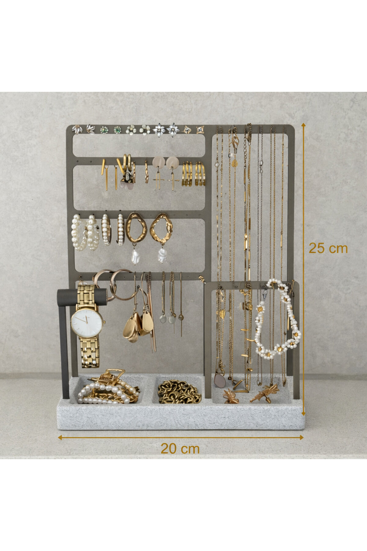 Takı Düzenleyici Stand 25x20 cm – Küpe Kolye Bileklik Organizer | Masaüstü Şık Tasarım