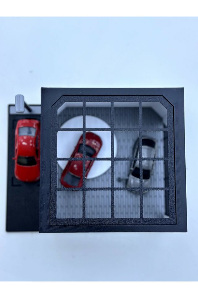 3D Baskı 1/64 Ölçekli BMW Showroom Tasarımlı Siyah Diorama Araç Sergileme Garajı