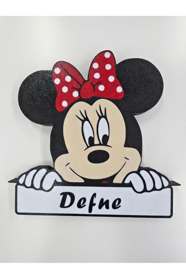 Minnie Konseptli İsmine Özel Kapı Üstü Süsü – Çocuk Odası Kapı İsimliği – 21cm