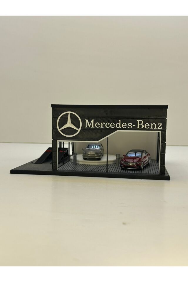 3D Baskı 1/64 Ölçekli Mercedes Showroom Tasarımlı Diorama Araç Sergileme Garajı