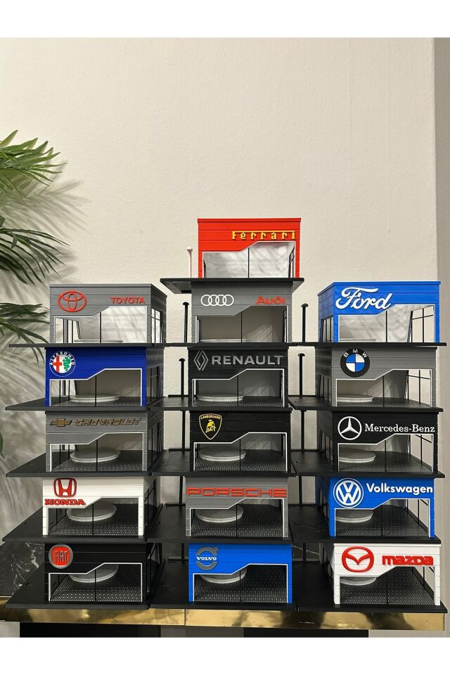3D Baskı 1/64 Ölçekli Mercedes Showroom Tasarımlı Diorama Araç Sergileme Garajı