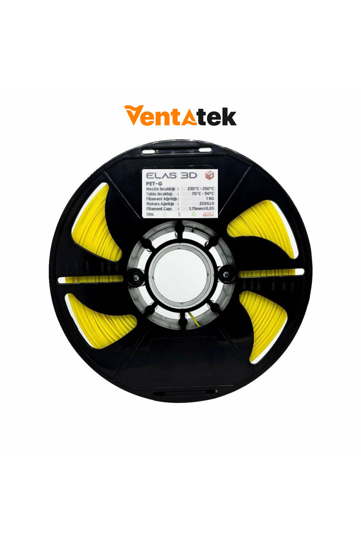 Elas 3D Sarı PETG Filament - 1.75mm - 1 Kg
