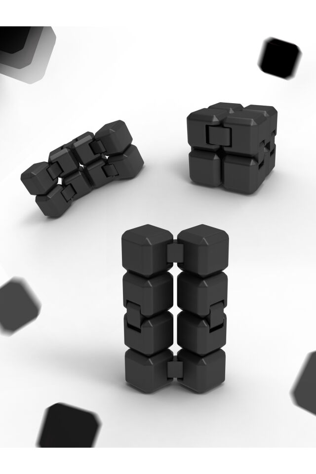 Katlaç Siyah Renk infinity cube - sonsuz küp - stres küpü - hareketli küp