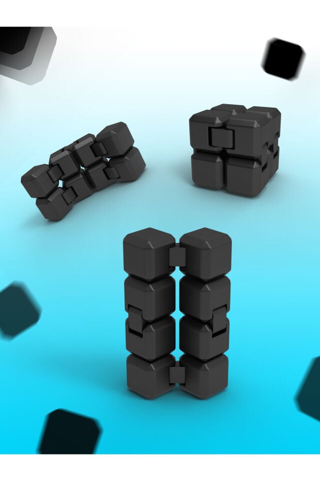Katlaç Siyah Renk infinity cube - sonsuz küp - stres küpü - hareketli küp