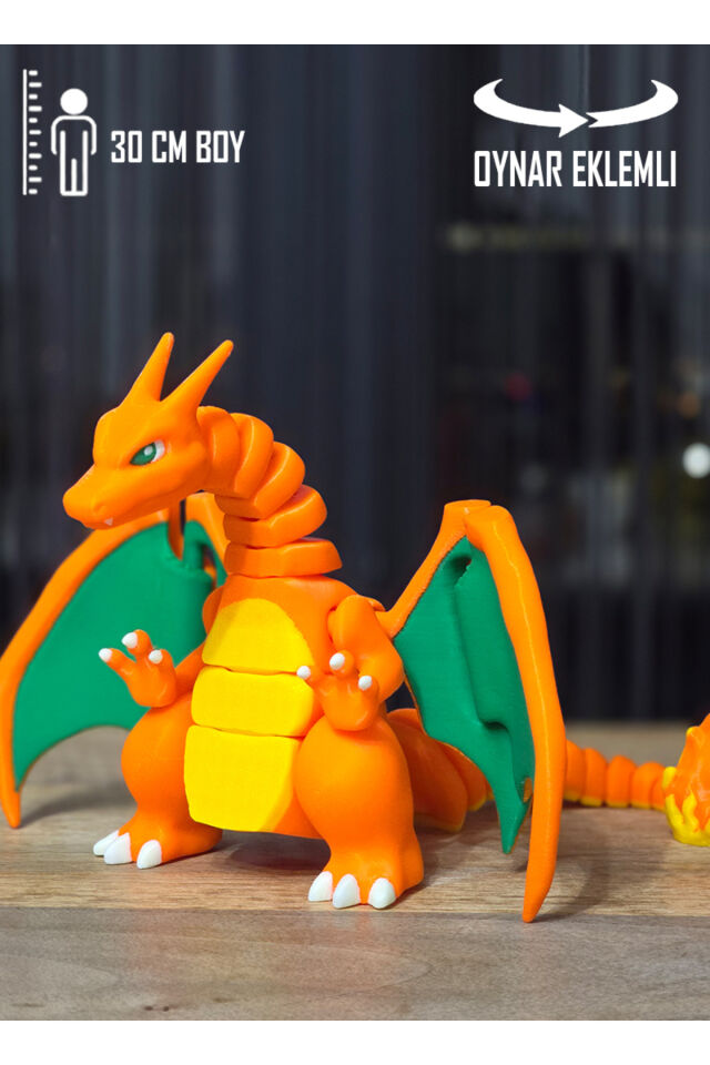 DEV BOY! Charizard Eklemleri ve Kanatları Hareketli 30 Cm Uzunluğunda Pokemon Figür Oyuncakları