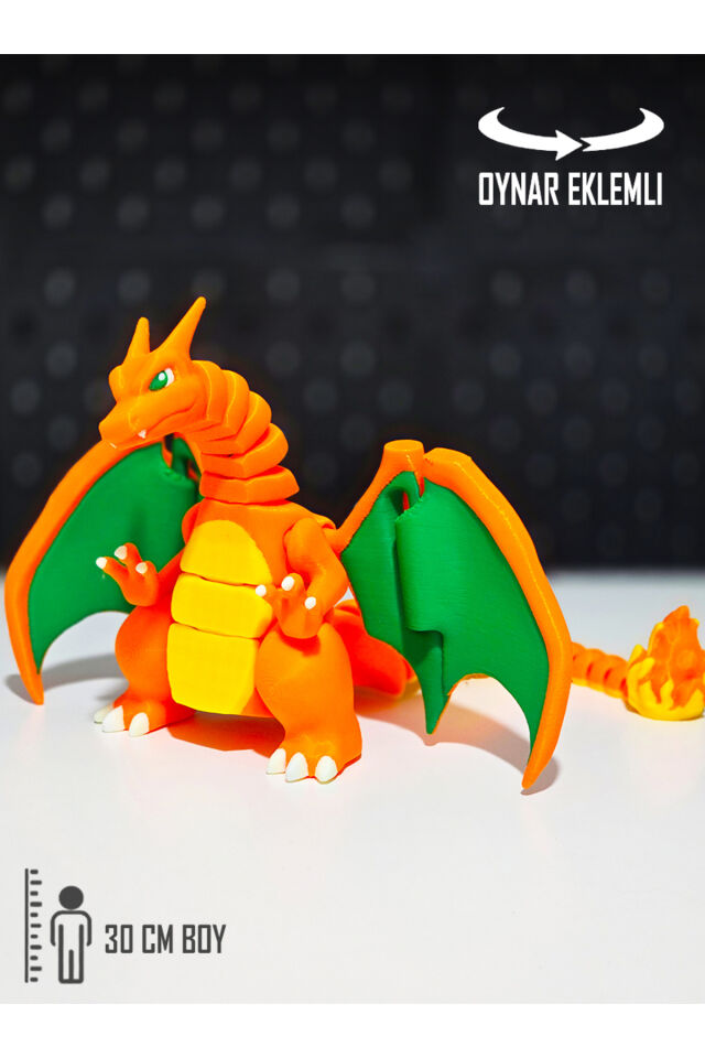 DEV BOY! Charizard Eklemleri ve Kanatları Hareketli 30 Cm Uzunluğunda Pokemon Figür Oyuncakları