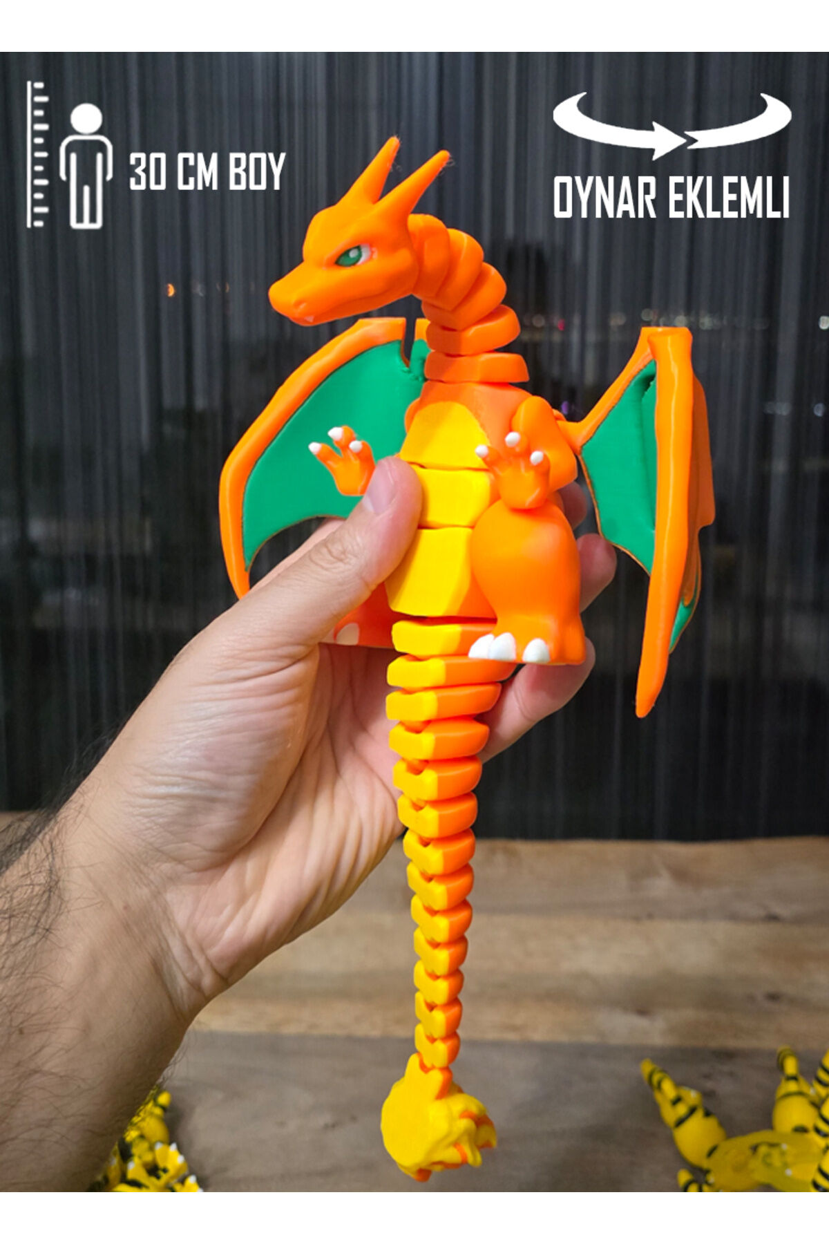 DEV BOY! Charizard Eklemleri ve Kanatları Hareketli 30 Cm Uzunluğunda Pokemon Figür Oyuncakları